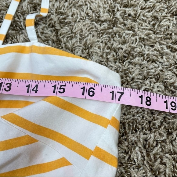 🏷️NWT J. Crew Factory Strappy Tie-Back Mini Dress Size 14 Marigold Stripe Sunny - Picture 15 of 16